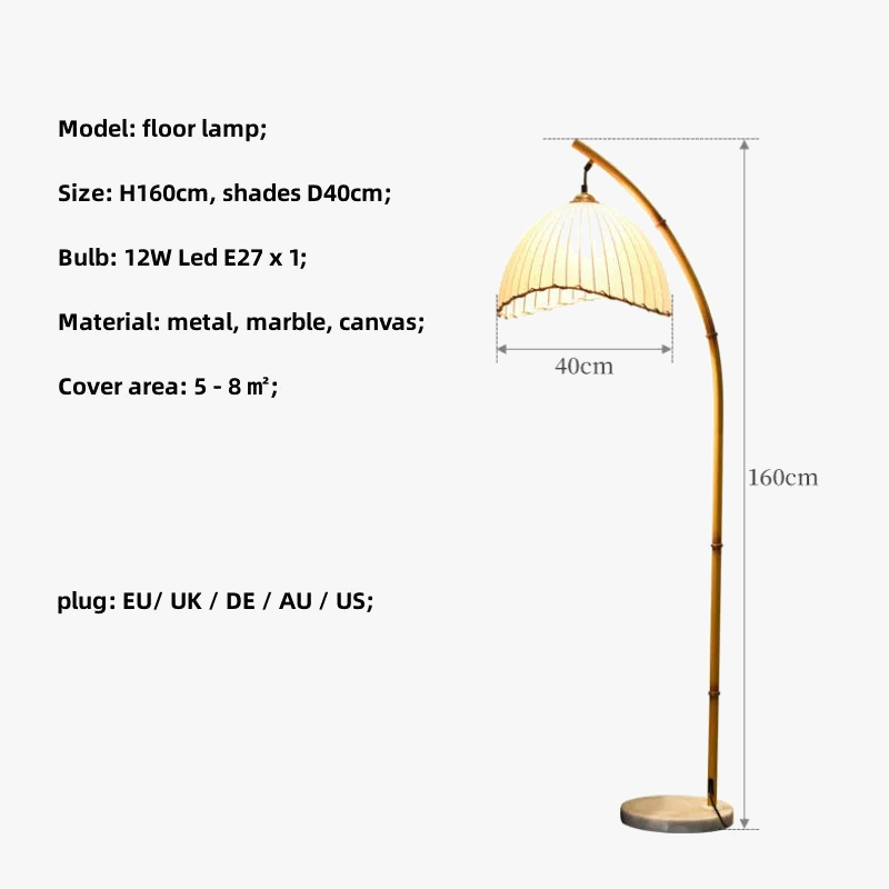 Wabi Sabi toile abat-jour lampadaire LED nordique bambou Design métal lampadaire nordique minimalisme salon Lustre lampe