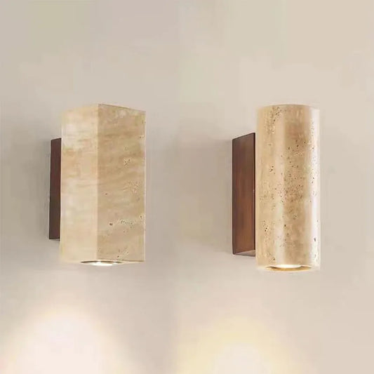 Applique murale en pierre de travertin jaune – Style japonais Wabi-Sabi