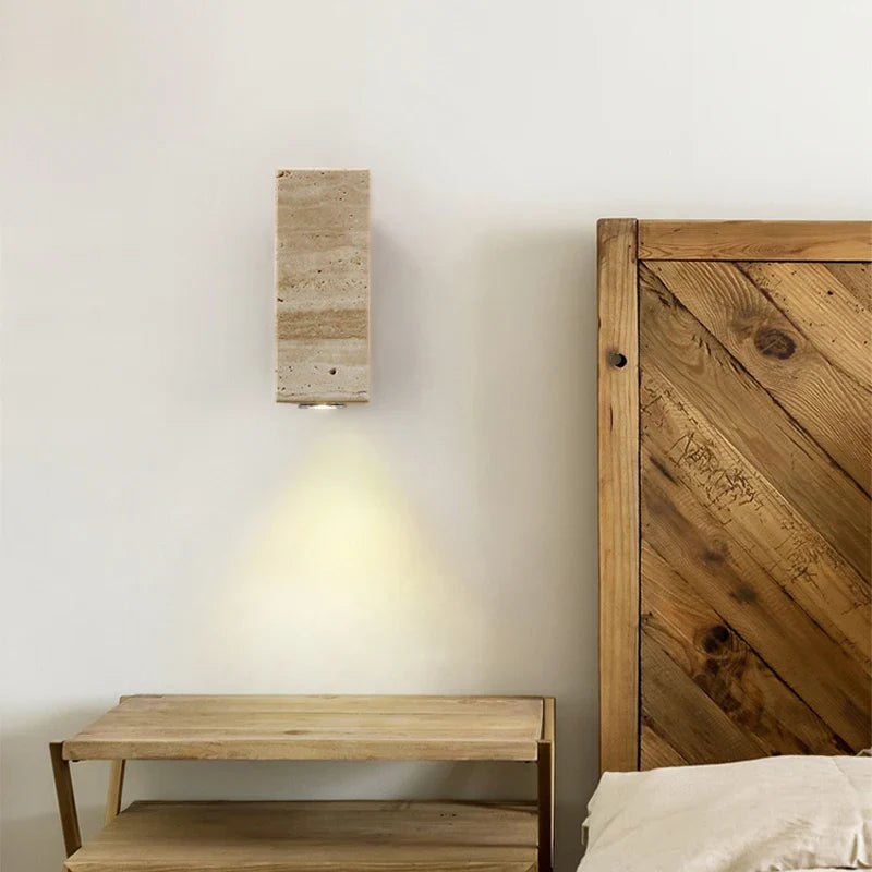 Applique murale en pierre de travertin jaune – Style japonais Wabi-Sabi