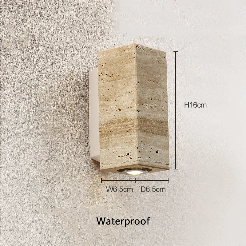 Applique murale en pierre de travertin jaune – Style japonais Wabi-Sabi