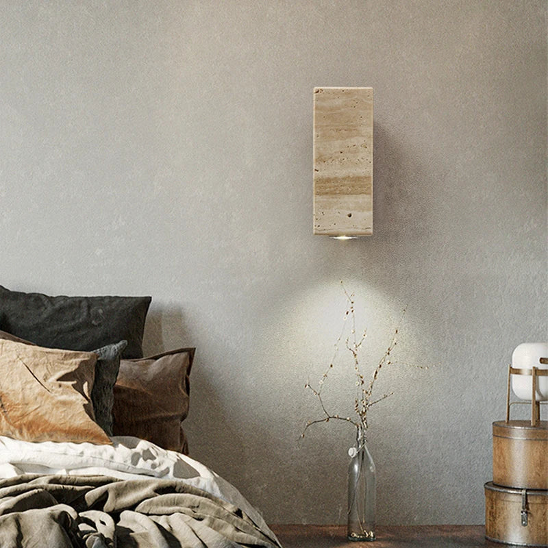 Applique murale en pierre de travertin jaune – Style japonais Wabi-Sabi